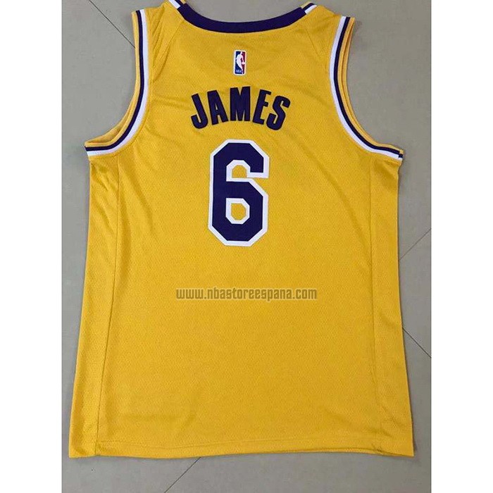 Camiseta Los Angeles Lakers LeBron James NO 6 Icon 2021-22 Amarillo